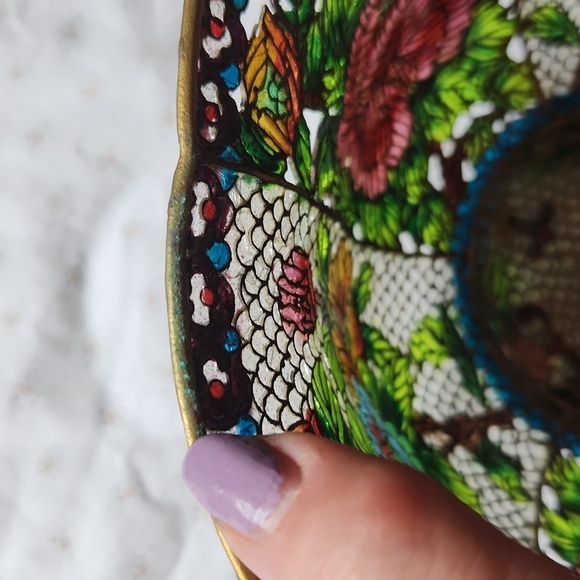 Antic Handmade Chinese Intricate  Plique-a-Jour  Bowl with Gold Accents - Picture 9 of 12